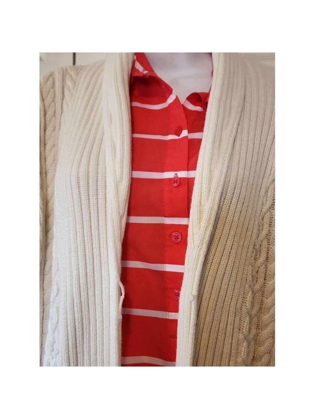 Chaps White Ribbed Sweater Large - Picture 2 of 8